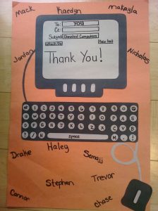Elementary students thank Net Literacy high schools for providing their families computers