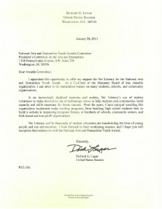 Senator Lugar's Letter of Support for Net Literacy