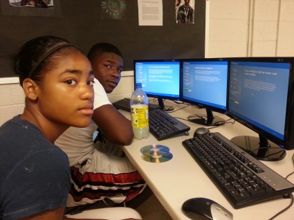 Student volunteers Learning Computer and Software Skills 